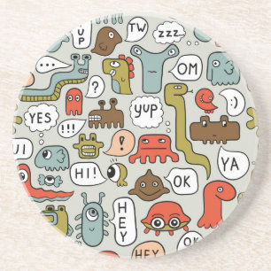 Cute Cartoon Monsters: Seamless Background Coaster