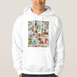 Cute Cartoon Monsters: Seamless Background Hoodie