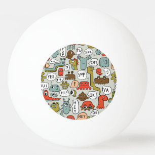 Cute Cartoon Monsters: Seamless Background Ping Pong Ball