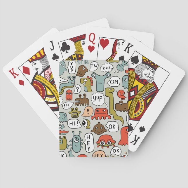 Cute Cartoon Monsters: Seamless Background Playing Cards (Back)