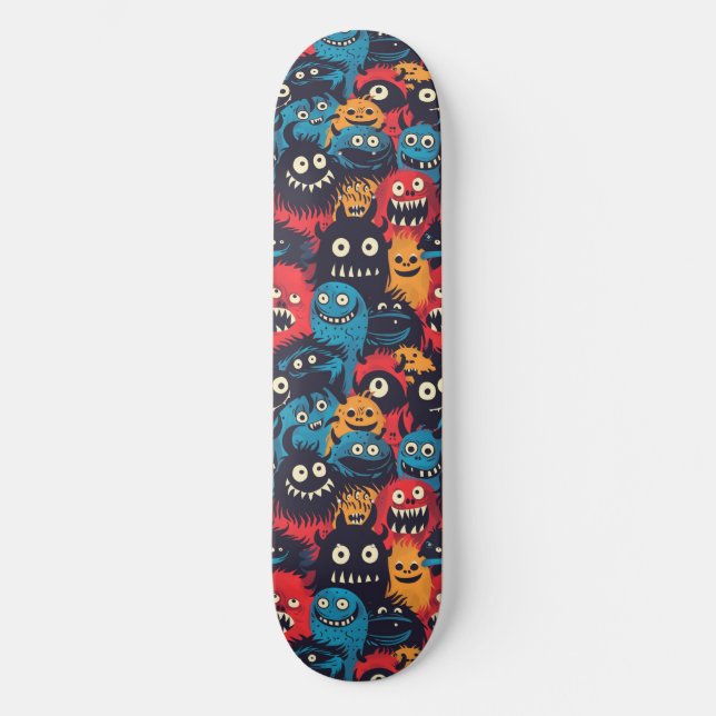 Cute Cartoon Monsters Skateboard (Front)