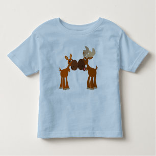 Cute Cartoon Moose Couple in Love Children T-Shirt