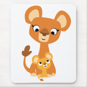 Cute Cartoon Mother Lion and cub mousepad