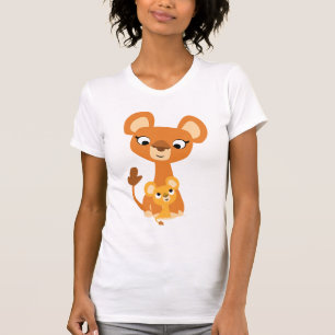 Cute Cartoon Mother Lion and cub- Women T-shirt