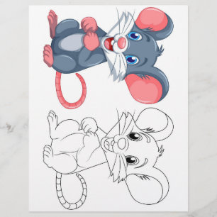 Cute Cartoon mouse colouring page