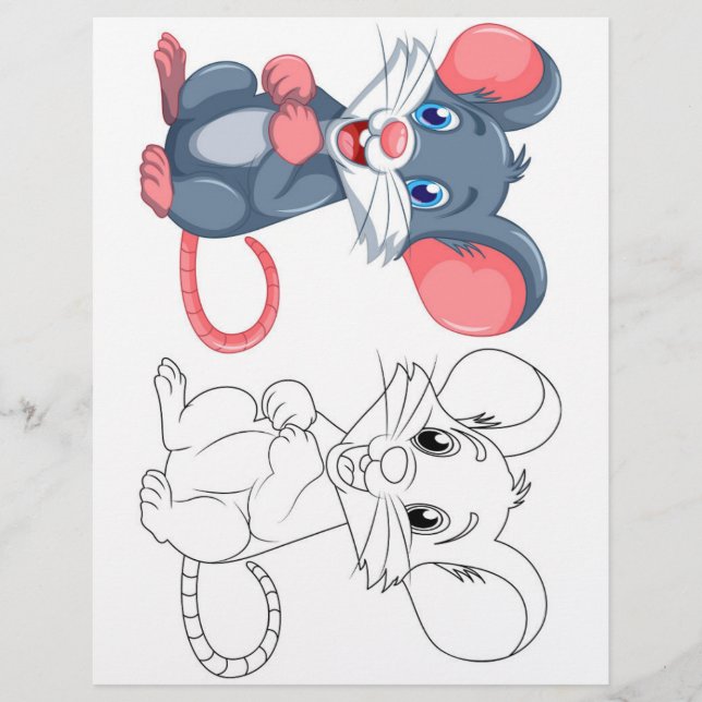 Cute Cartoon mouse colouring page (Front)