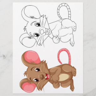 Cute Cartoon mouse colouring page