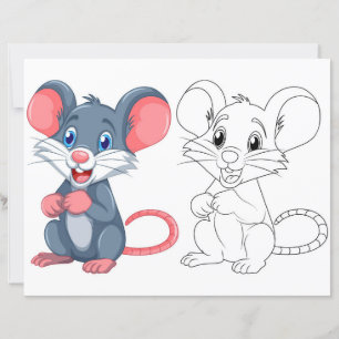 Cute Cartoon mouse colouring page