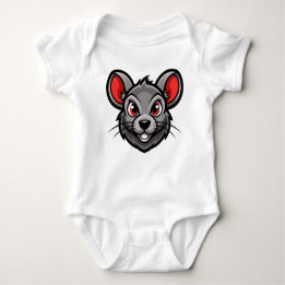 Cute Cartoon Mouse Face Baby T-Shirt  Baby Bodysuit