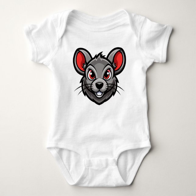Cute Cartoon Mouse Face Baby T-Shirt  Baby Bodysuit (Front)