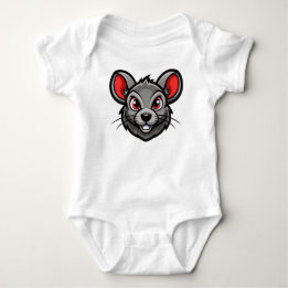 Cute Cartoon Mouse Face Baby T-Shirt  Bodysuit