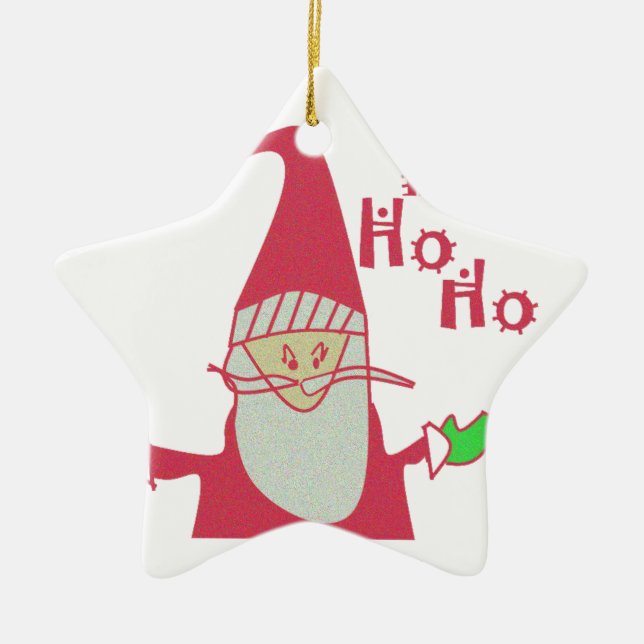 Cute Cartoon Mouse Santa Collection. Ceramic Ornament (Front)