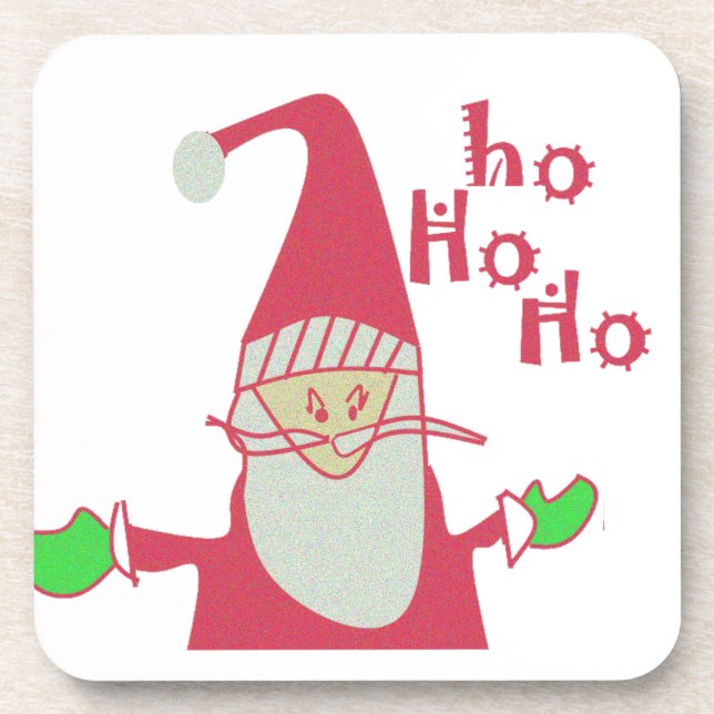 Cute Cartoon Mouse Santa Collection. Coaster (Front)