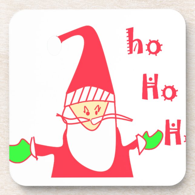 Cute Cartoon Mouse Santa Collection. Coaster (Front)