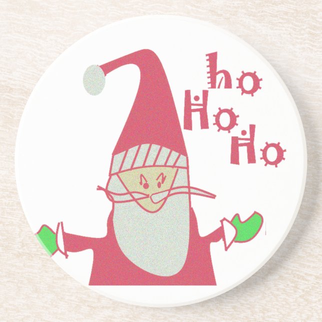 Cute Cartoon Mouse Santa Collection. Coaster (Front)