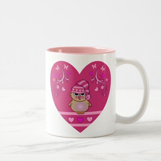 Cute cartoon mug Baby owl in Heart (Right)