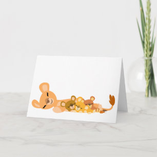 Cute Cartoon Mum Lion and Cubs greeting card