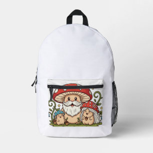 Cute cartoon mushroom family Printed Backpack