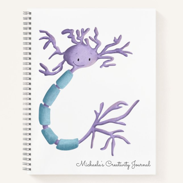 Cute Cartoon Neuron Illustration Personalised Notebook (Front)