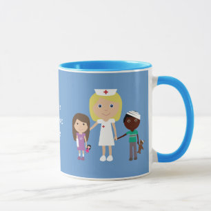 Cute Cartoon Nurse & Children Ringer Mug