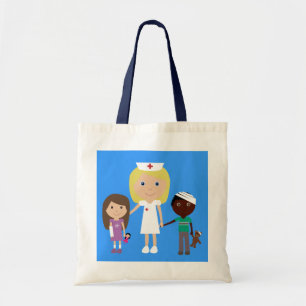 Cute Cartoon Nurse & Kids Customisable Tote Bag