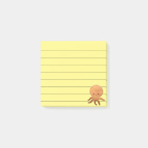 Cute Cartoon Octopus With Faux Wood Print Post-it Notes