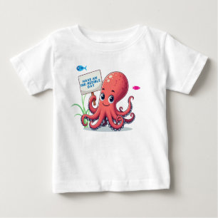 Cute, cartoon octopus with fish baby T-Shirt