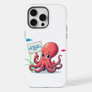 Cute, cartoon octopus with fish iPhone 15 pro max case