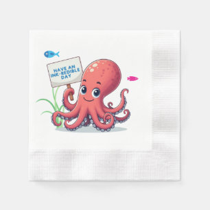 Cute, cartoon octopus with fish napkin