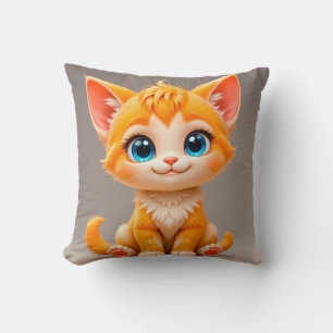 Cute Cartoon Orange Kitten Cushion