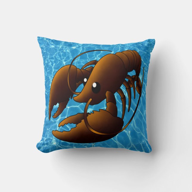 Cute Cartoon Orange Lobster Cushion (Front)