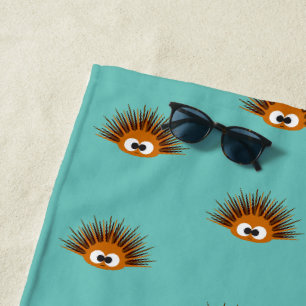 Cute Cartoon Orange Sea Urchin Pattern Beach Towel