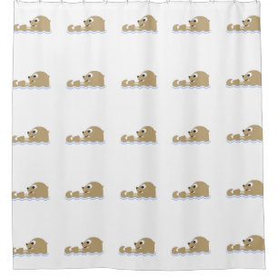 Cute Cartoon Otter Shower Curtain