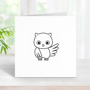 Cute Cartoon Owl 1x1 Rubber Stamp