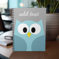 Cute Cartoon Owl - Blue and Grey Custom Name