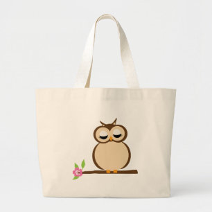 Cute Cartoon owl Large Tote Bag