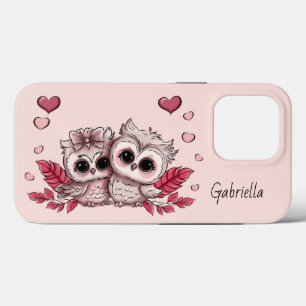Cute Cartoon Owl Lovers Heart Valentine’s Day  iPhone 13 Pro Case