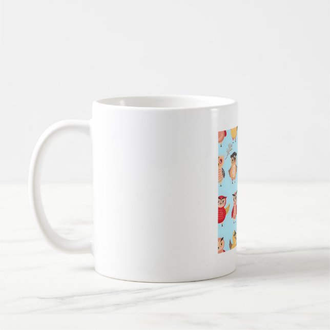 cute cartoon owl pattern coffee mug (Left)