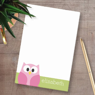 Cute Cartoon Owl - Pink and Lime Green Post-it Notes