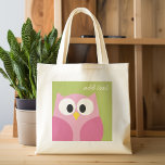 Cute Cartoon Owl - Pink and Lime Green Tote Bag<br><div class="desc">A modern and simple owl with trendy colours. You can add a name,  monogram or other custom text. If you need to move the art around,  click on the customise button to make changes.</div>