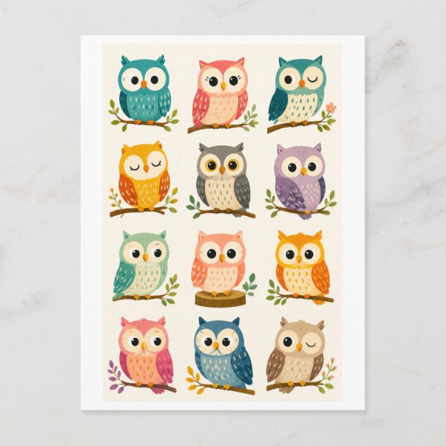 Cute Cartoon Owl Postcard (Front)