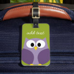 Cute Cartoon Owl Purple and Pistachio Custom Name Luggage Tag<br><div class="desc">A modern and simple owl with trendy colours. You can add a name,  monogram or other custom text. If you need to move the art around,  click on the customise button to make changes.</div>