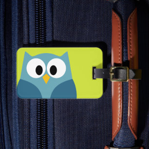 Cute Cartoon Owl with Address and Phone Number Luggage Tag