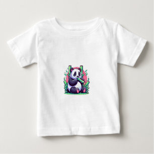 Cute Cartoon Panda Eating Bamboo Baby T-Shirt