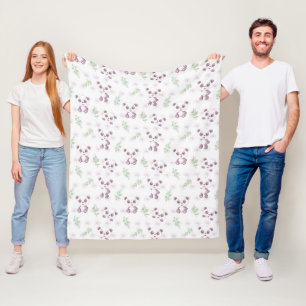 Cute Cartoon Panda Flowers Balloons Pattern Fleece Blanket