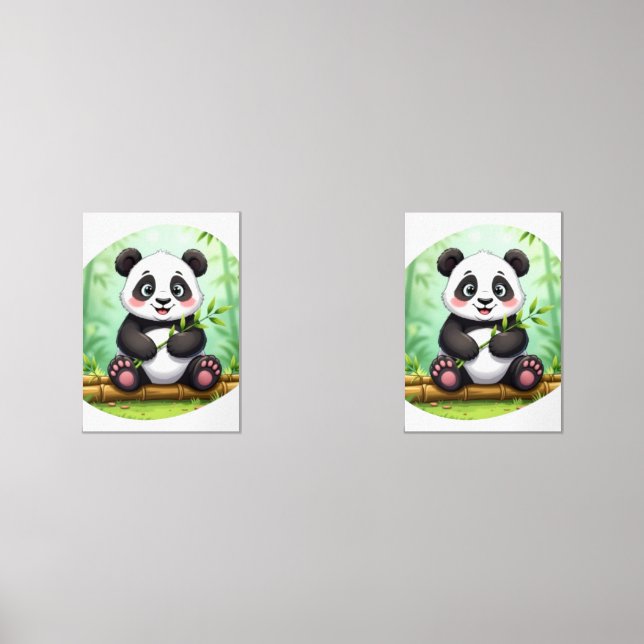 Cute Cartoon Panda on Bamboo Patch (Front)
