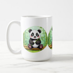 Cute Cartoon Panda on Bamboo Patch Coffee Mug