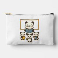 Cute Cartoon Panda Teacher and Students for School