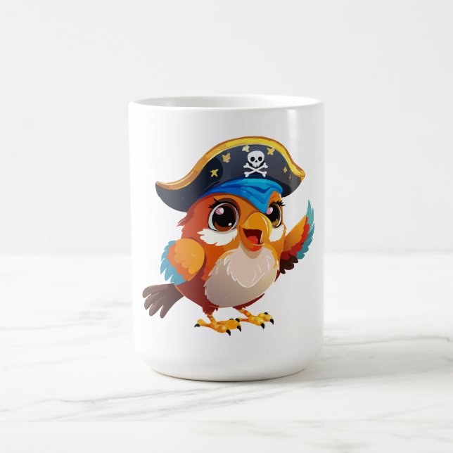 Cute cartoon parrot pirate coffee mug (Center)