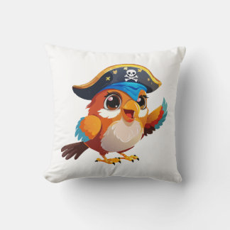 Cute cartoon parrot pirate cushion